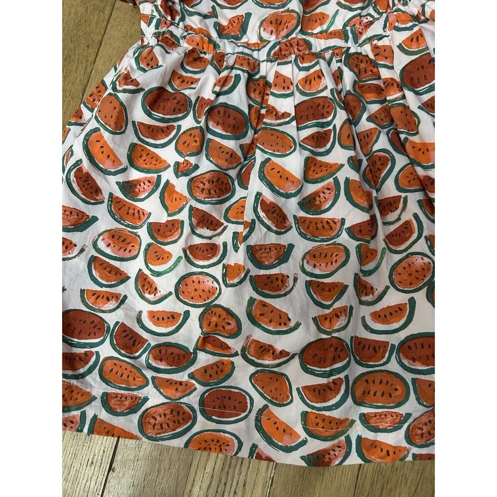 Crewcuts Dress Girls 5 Watermelon 100% Cotton Ruffle Twirl Flutter Sleeveless